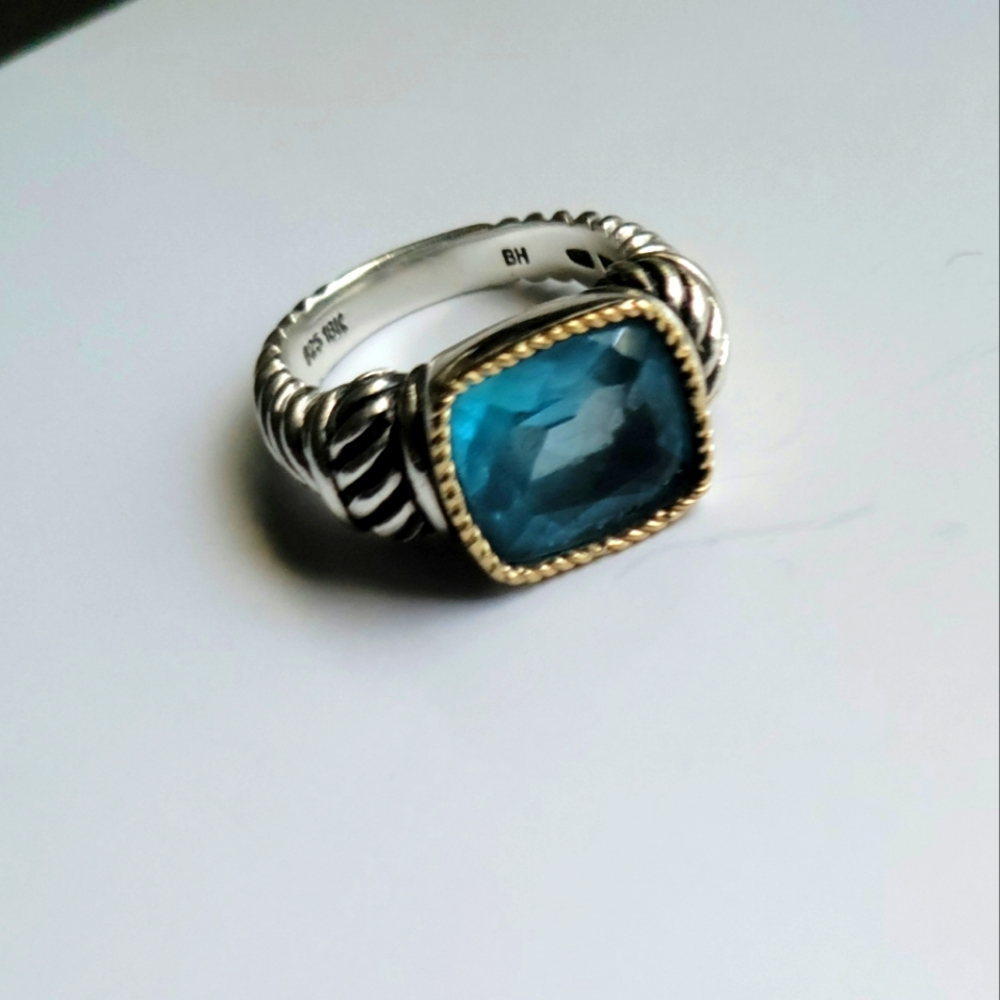 Blue topaz Sterling Silver, 18k gold  ring